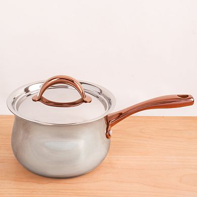 BergHOFF Ouro Gold 18/10 Stainless Steel 6.25" 2.5qt. Saucepan with Stainless Steel Lid