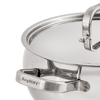 BergHOFF Belly Shape 18/10 Stainless Steel 9.5-in. 5.5-qt. Stock Pot with Lid