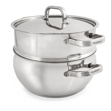 BergHOFF Belly Shape 18/10 Stainless Steel 9.5-in. 5.5-qt. Stock Pot with Lid