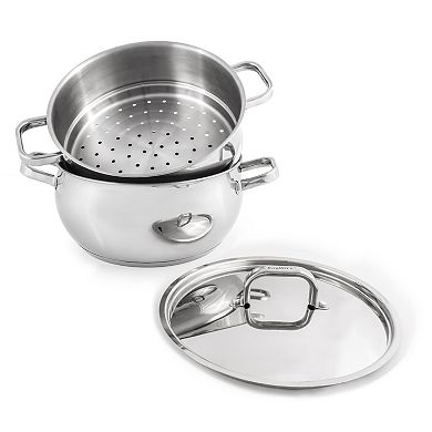BergHOFF Belly Shape 18/10 Stainless Steel 9.5-in. 5.5-qt. Stock Pot with Lid