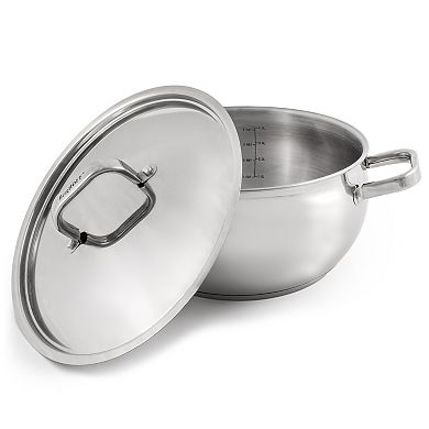 BergHOFF Belly Shape 18/10 Stainless Steel 9.5-in. 5.5-qt. Stock Pot with Lid