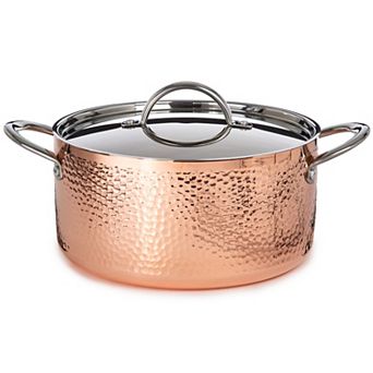 BergHOFF Vintage Tri-Ply Copper 9.5" 5.75-qt Hammered Stockpot with Lid