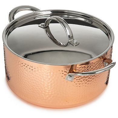 BergHOFF Vintage Tri-Ply Copper 9.5" 5.75qt. Hammered Stockpot with Lid