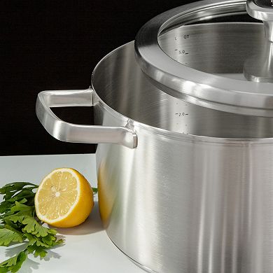 BergHOFF Leo Graphite 18/10 Stainless Steel 10-in. 6.3-qt. Stockpot with Glass Lid