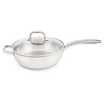 BergHOFF Belly Shape 18/10 Stainless Steel 9.5 in Deep Skillet with Glass Lid