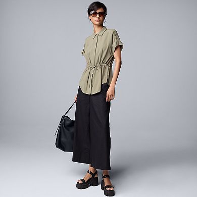 Women's Simply Vera Vera Wang Drawstring Waist Short Sleeve Shirt