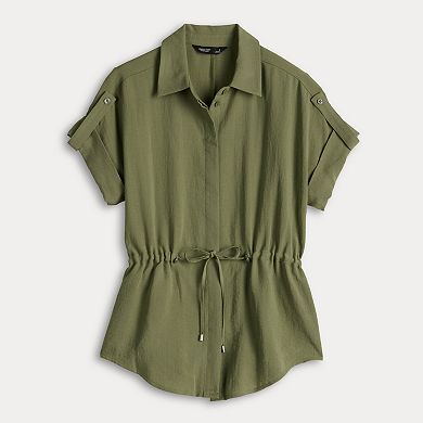 Women's Simply Vera Vera Wang Drawstring Waist Short Sleeve Shirt