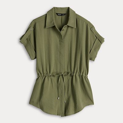 Women's Simply Vera Vera Wang Drawstring Waist Short Sleeve Shirt