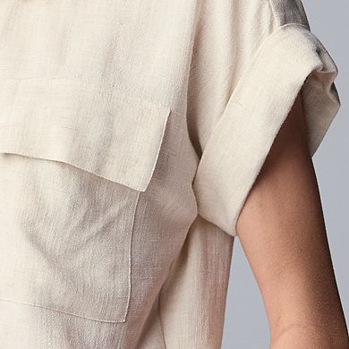 Women's Simply Vera Vera Wang Short Sleeve Linen Shirt