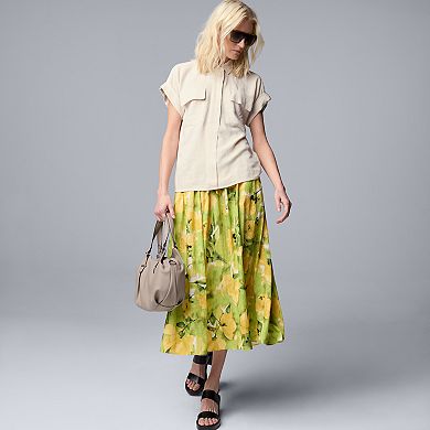Women's Simply Vera Vera Wang Short Sleeve Linen Shirt