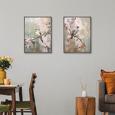 Cherry Blossom Bird Canvas Wall Art