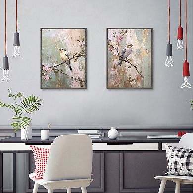 Cherry Blossom Bird Canvas Wall Art