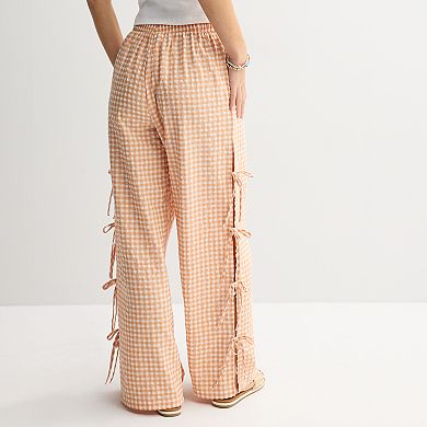 Juniors' Threads Of Luxx Boxer Pants With Bow Tie Side Closure