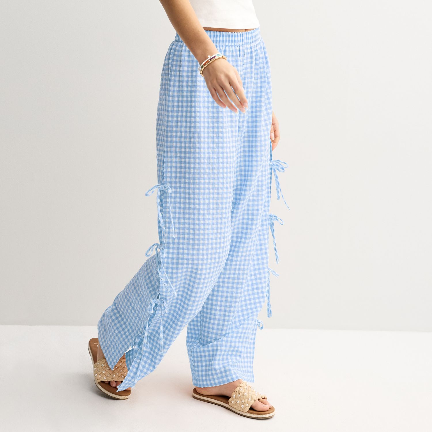 Juniors' Threads Of Luxx Boxer Pants With Bow Tie Side Closure