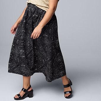 Plus Size Simply Vera Vera Wang Shirred Midi Skirt