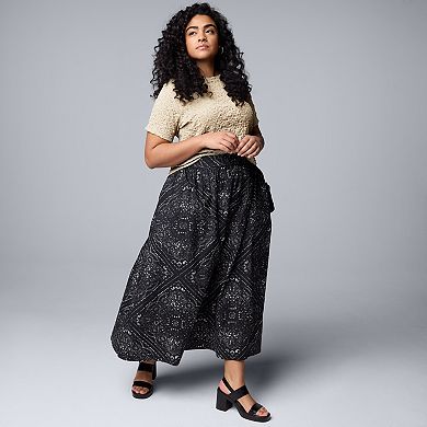 Plus Size Simply Vera Vera Wang Shirred Midi Skirt