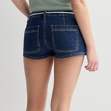 Juniors' SO® Low-Rise Belted Shortie Shorts