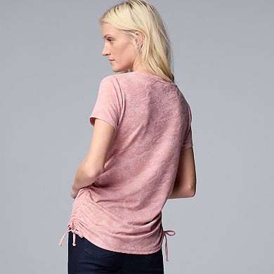 Women's Simply Vera Vera Wang Side Ruched Short Sleeve Top