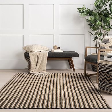 nuLOOM Tove Striped Seagrass and Cotton Area Rug