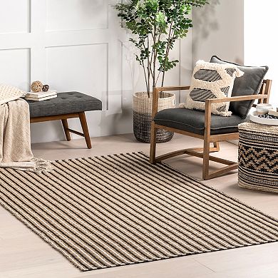 nuLOOM Tove Striped Seagrass and Cotton Area Rug