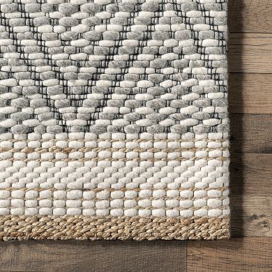 nuLOOM Laura Bohemian Trellis Wool and Jute Area Rug