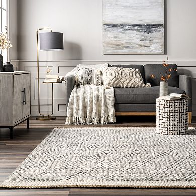 nuLOOM Laura Bohemian Trellis Wool and Jute Area Rug