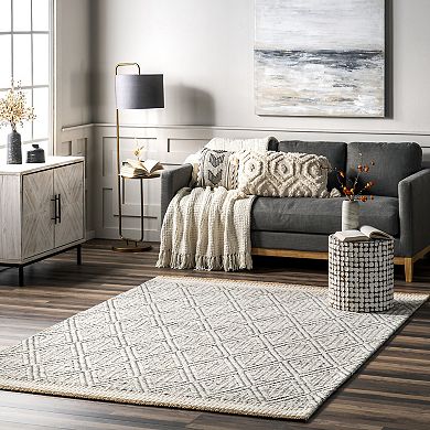 nuLOOM Laura Bohemian Trellis Wool and Jute Area Rug