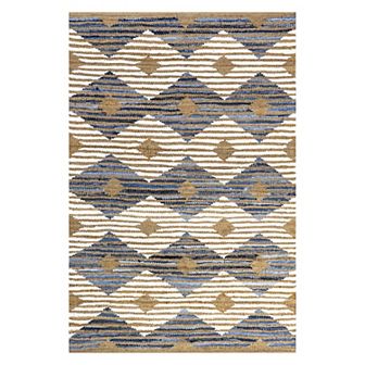 nuLOOM Hand Braided Marla Denim And Jute Diamonds Area Rug