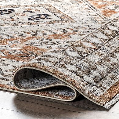 nuLOOM Vanesa Transitional Medallion Fringe Area Rug