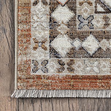 nuLOOM Vanesa Transitional Medallion Fringe Area Rug