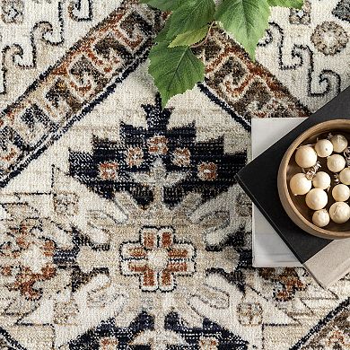 nuLOOM Vanesa Transitional Medallion Fringe Area Rug