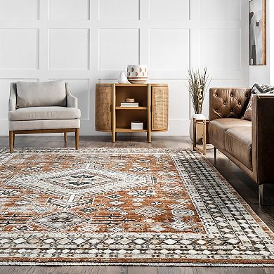 nuLOOM Vanesa Transitional Medallion Fringe Area Rug
