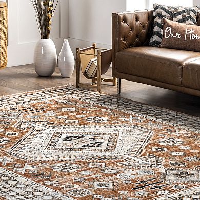 nuLOOM Vanesa Transitional Medallion Fringe Area Rug
