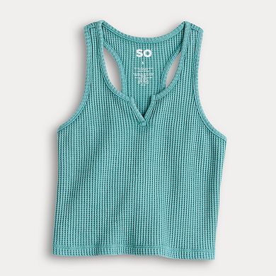 Juniors' SO® Waffle Racerback Tank Top