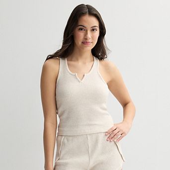 Juniors' SO® Waffle Cropped Racerback Tank Top