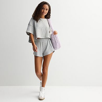 Juniors' SO® Waffle Boxy Tee