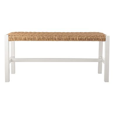 Alaterre Furniture Newport 40" Wood Bench with Handcrafted Woven Rope Seat
