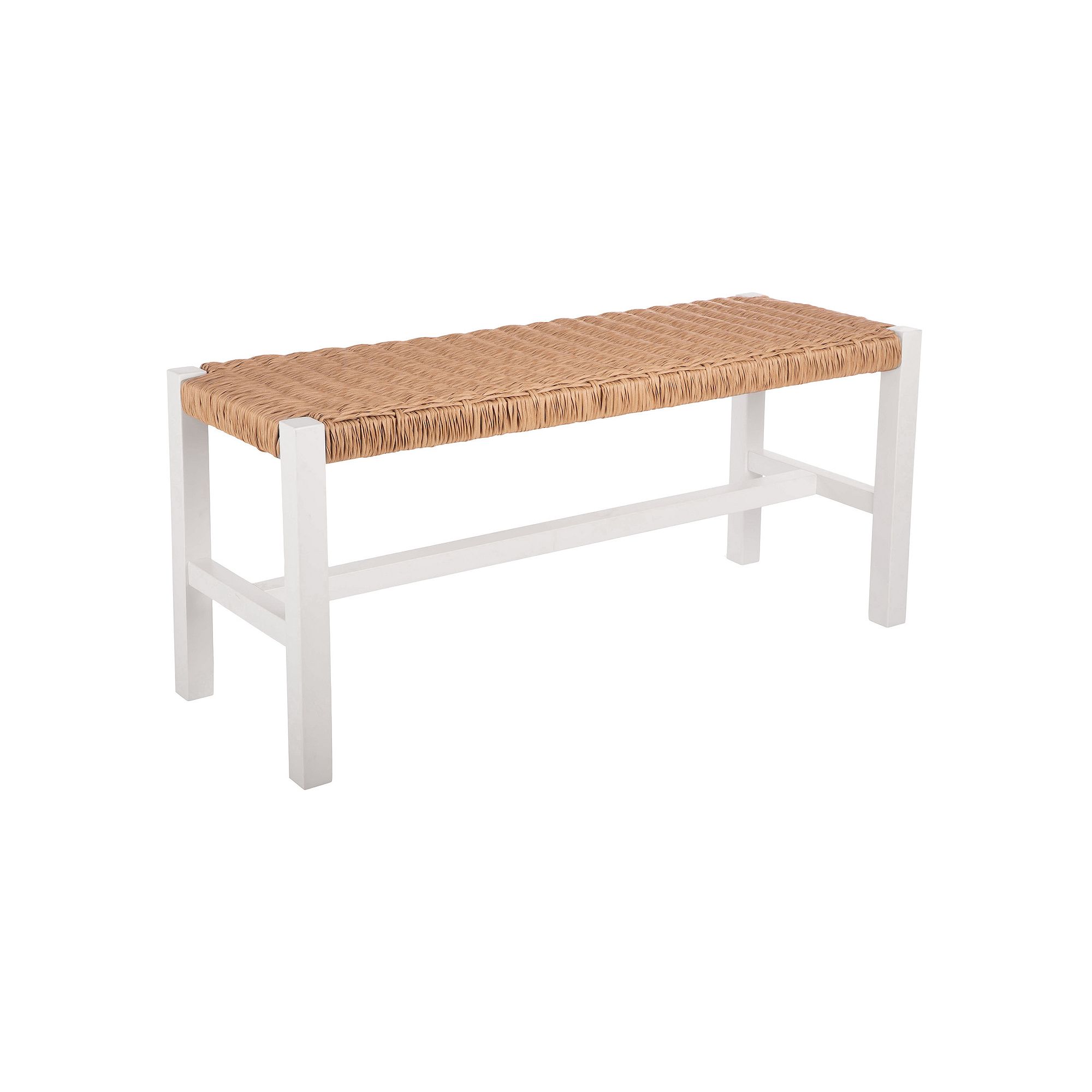 Alaterre Furniture Newport 40 Wood Bench with Handcrafted Woven Rope Sea