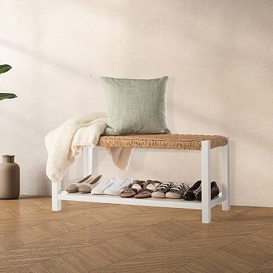 Alaterre Furniture Newport 40" Wood Shoe Storage Bench