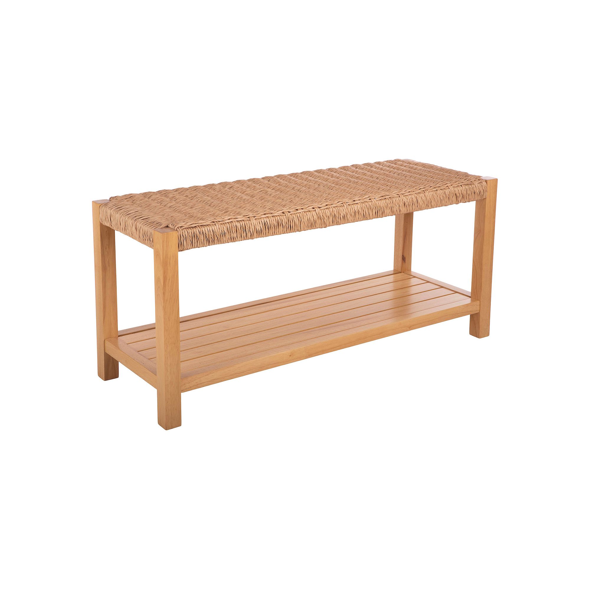 Alaterre Furniture Newport 40 Wood Shoe Storage Bench, Natural