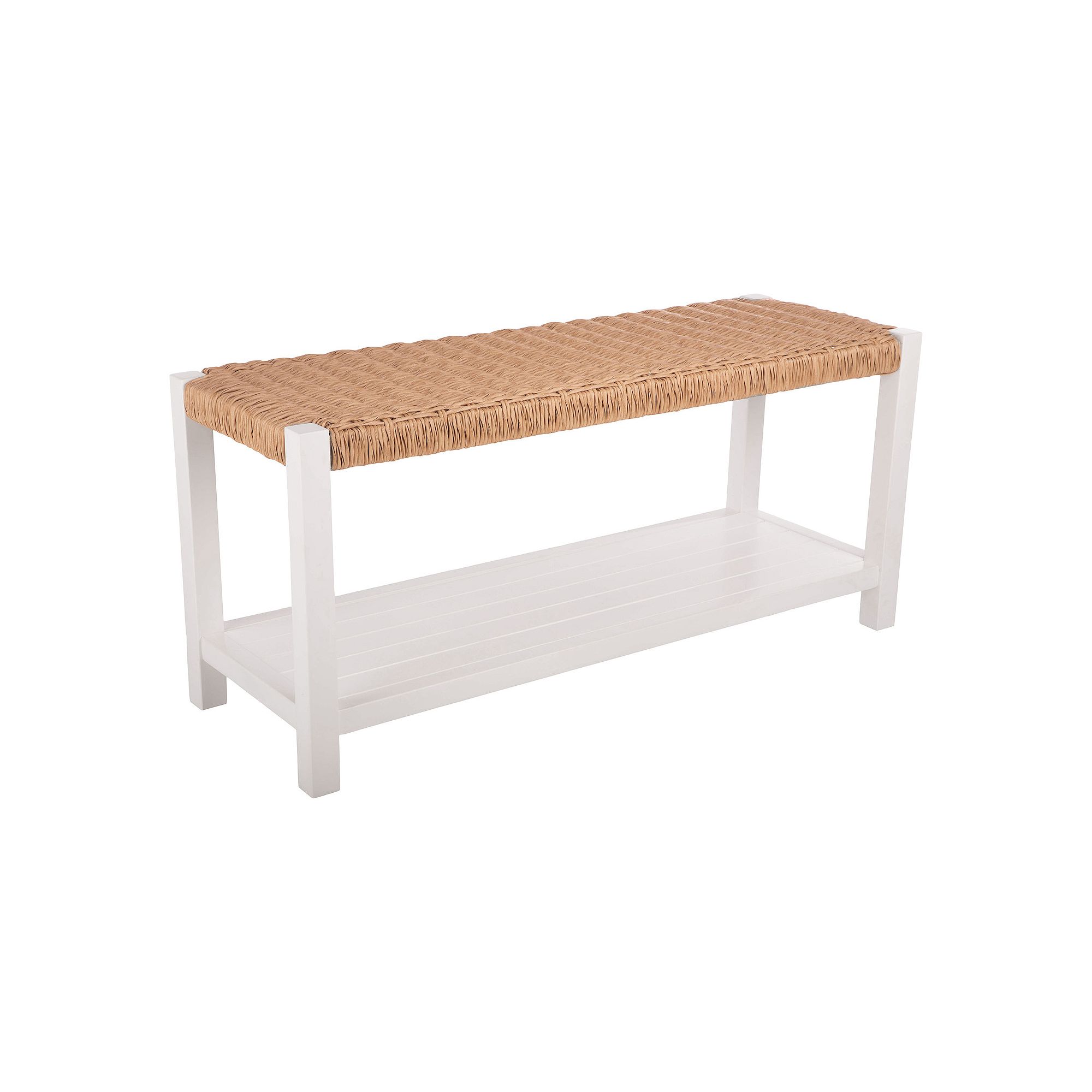 Alaterre Furniture Newport 40 Wood Shoe Storage Bench, White