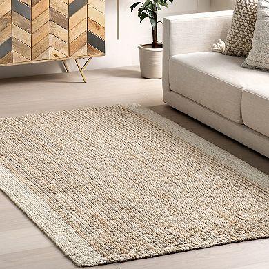 nuLOOM Jacinta Classic Striped Border Jute Area Rug