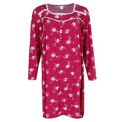 Elegant Emily Women's Plus Size Floral Lace Long Sleeve Sleep