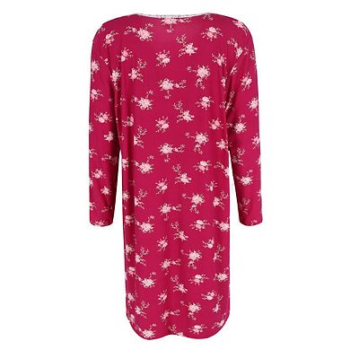 Elegant Emily Women's Plus Size Floral Lace Long Sleeve Sleep Gown