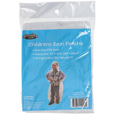 Ctm Kids' Clear Rain Poncho With Stringed Hood
