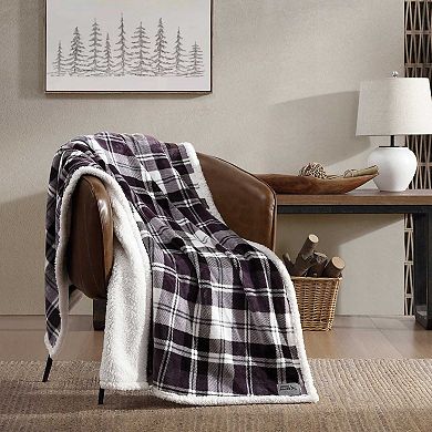 Eddie Bauer Trailhead Plaid Sherpa Throw Blanket