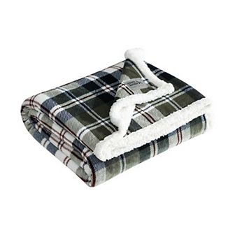 Eddie Bauer Trailhead Plaid Sherpa Throw Blanket