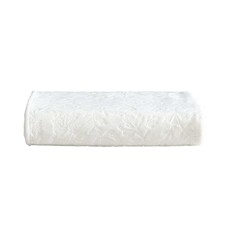 Eddie Bauer Woodblock Floral Throw Blanket, White
