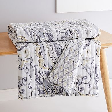 Levtex Home Tamsin Grey Quilted Throw Blanket