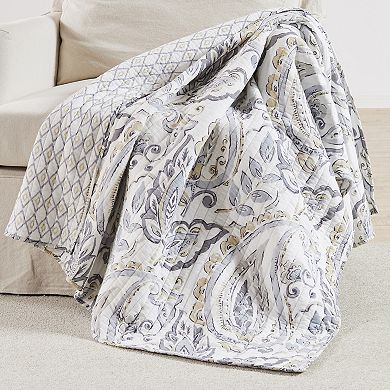 Levtex Home Tamsin Grey Quilted Throw Blanket